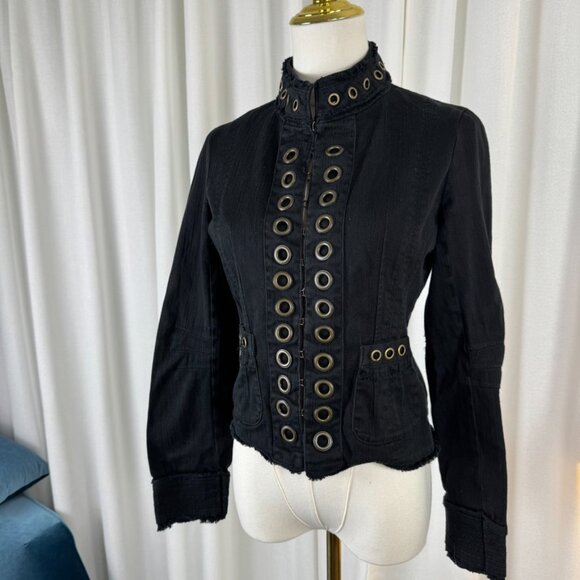 Vintage Y2K/00s Grunge Military Grommet Jacket by Papaya sz Small - Picture 5 of 9